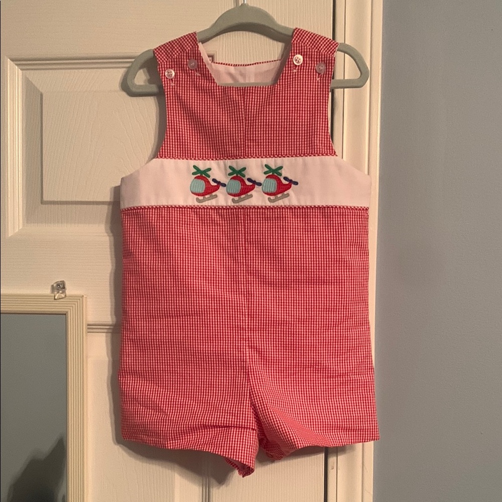 Red Gingham Kids Overalls